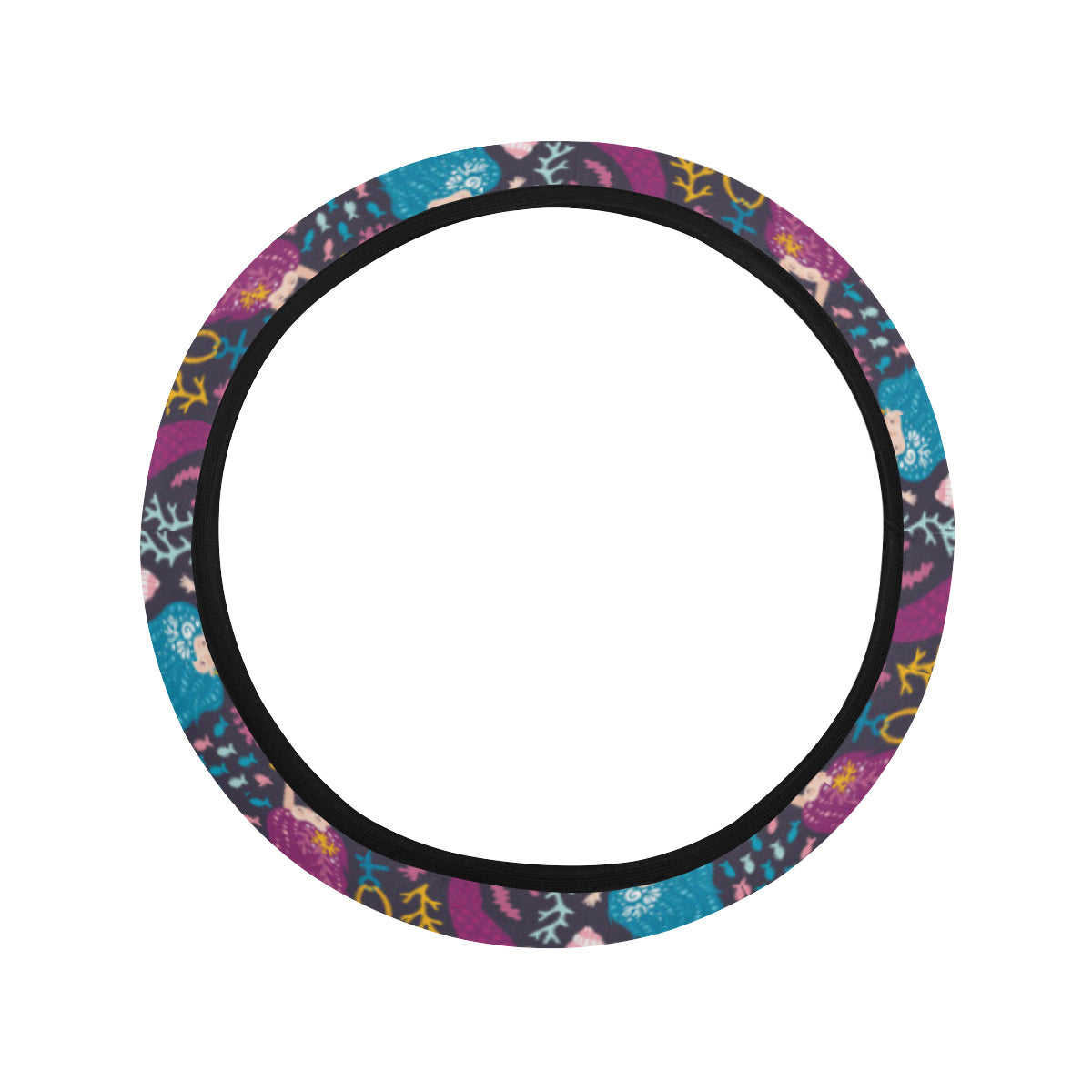 Mermaid Pattern Print Design 08 Steering Wheel Cover with Elastic Edge