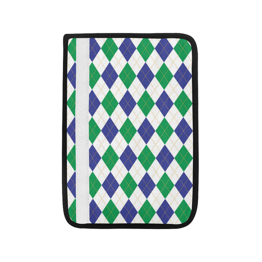 Argyle Green Blue Pattern Print Design 03 Car Seat Belt Cover