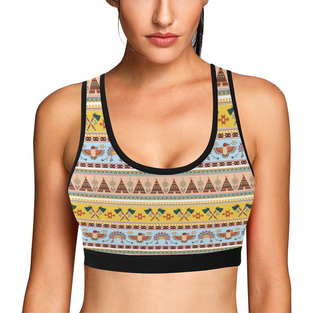 Native American Pattern Design Print Sports Bra