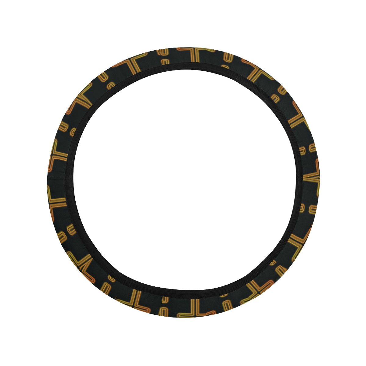 Cross Pattern Print Design 02 Steering Wheel Cover with Elastic Edge