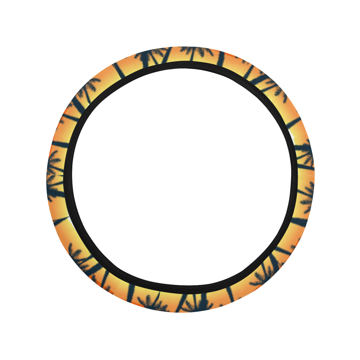 Palm Tree Sunset Design Print Steering Wheel Cover with Elastic Edge