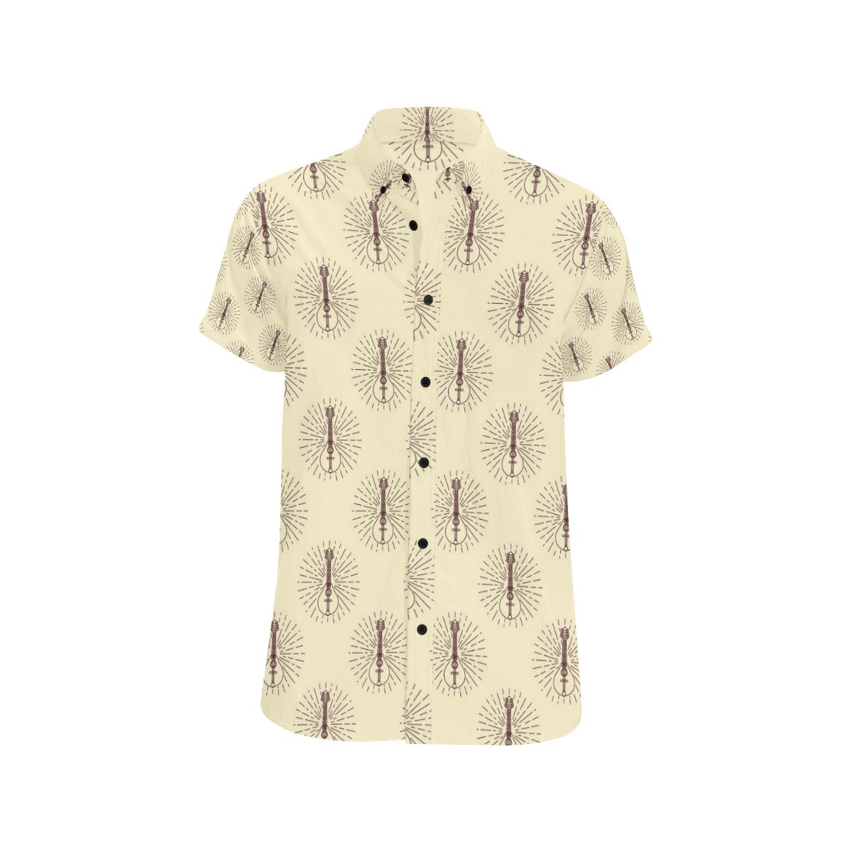Mandolin Pattern Print Design 02 Men's Short Sleeve Button Up Shirt