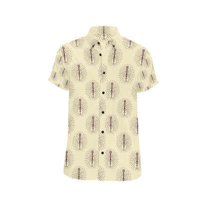 Mandolin Pattern Print Design 02 Men's Short Sleeve Button Up Shirt