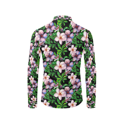 Plumeria Pattern Print Design PM01 Men's Long Sleeve Shirt