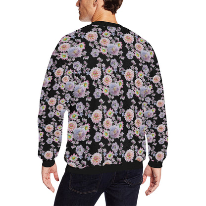 Dahlia Pattern Print Design DH012 Men Long Sleeve Sweatshirt