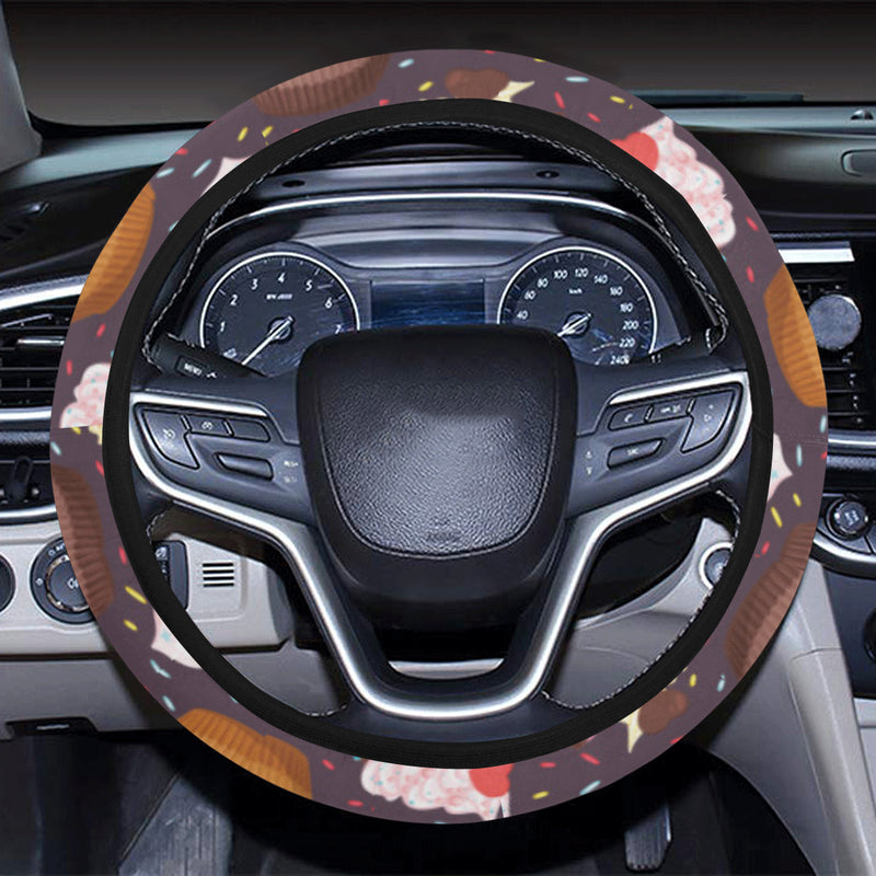 Cupcakes Party Print Pattern Steering Wheel Cover with Elastic Edge