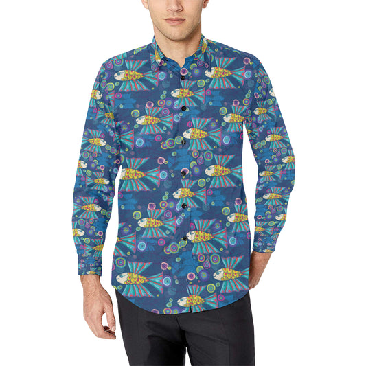 Flying Fish Pattern Print Design 01 Men's Long Sleeve Shirt