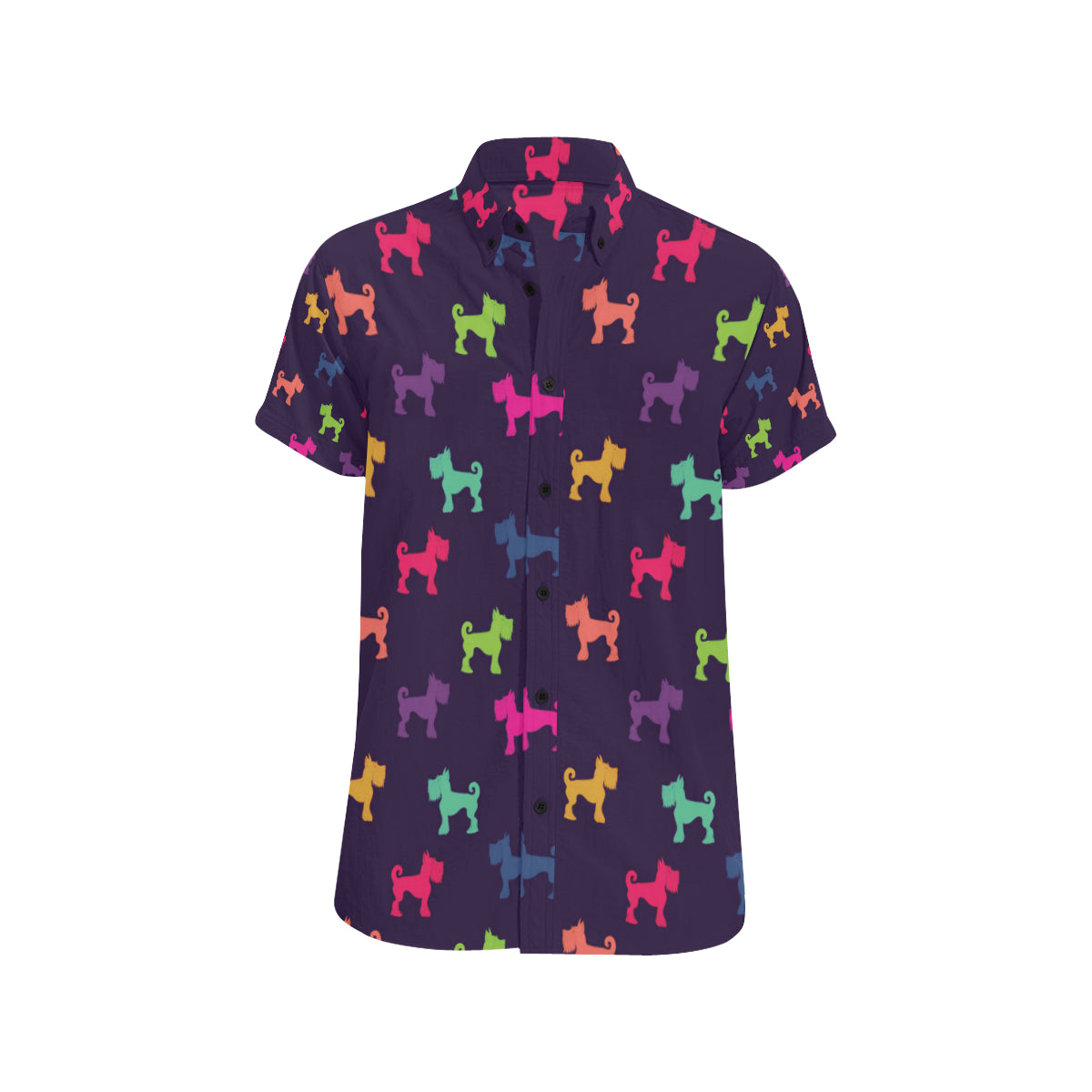Schnauzers Pattern Print Design A05 Men's Short Sleeve Button Up Shirt