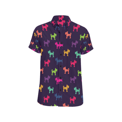 Schnauzers Pattern Print Design A05 Men's Short Sleeve Button Up Shirt