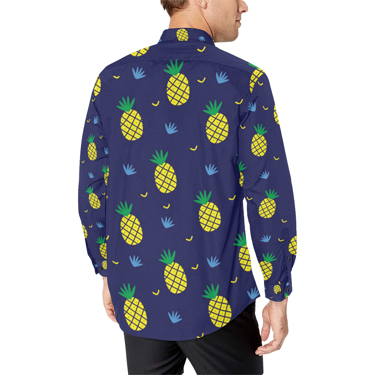 Pineapple Pattern Print Design A01 Men's Long Sleeve Shirt