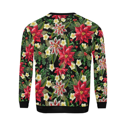 Poinsettia Pattern Print Design POT05 Men Long Sleeve Sweatshirt