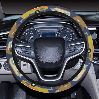 Camper Pattern Print Design 04 Steering Wheel Cover with Elastic Edge