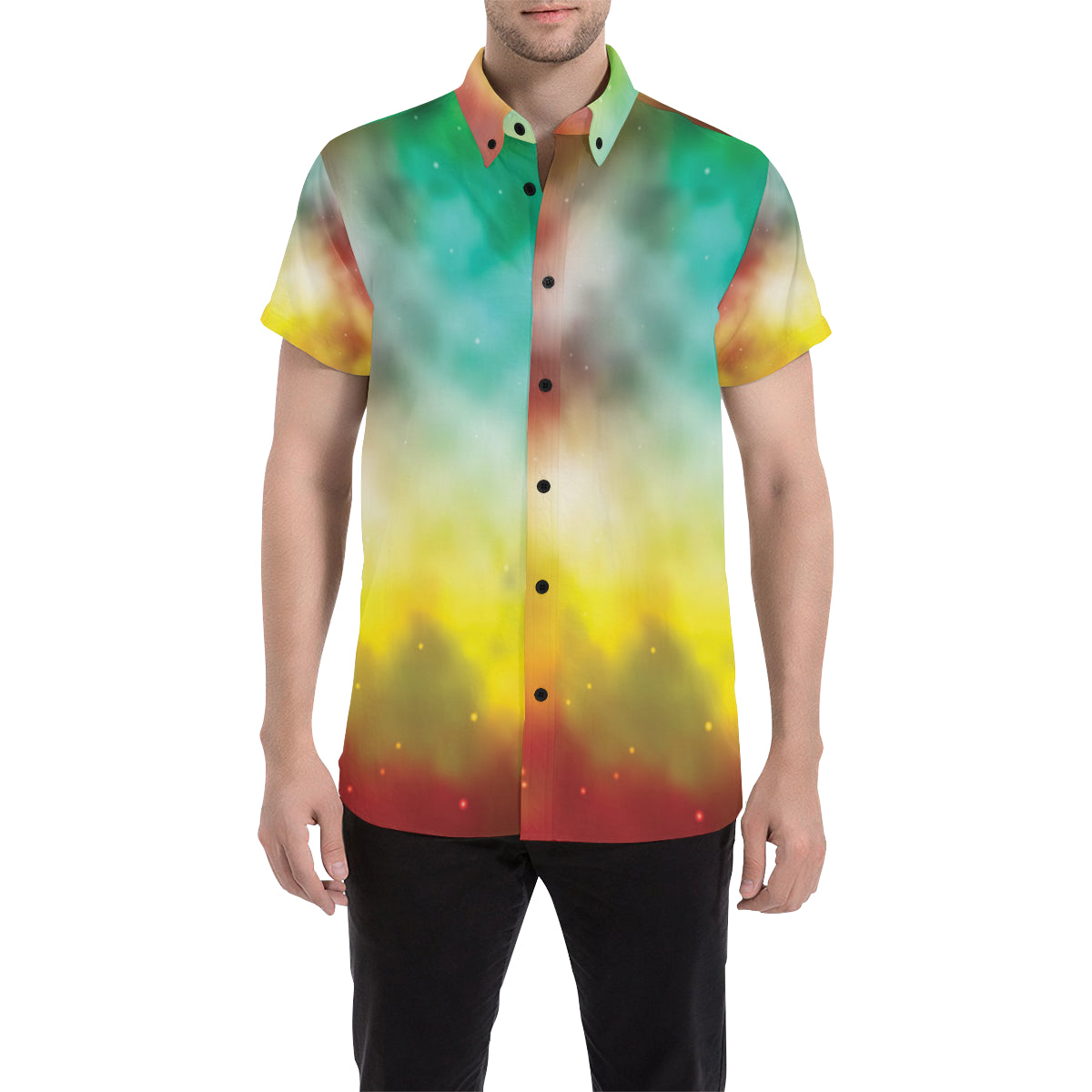 Nebula Pattern Print Design A04 Men's Short Sleeve Button Up Shirt