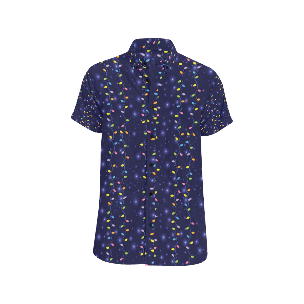 Christmas Light Pattern Print Design 03 Men's Short Sleeve Button Up Shirt