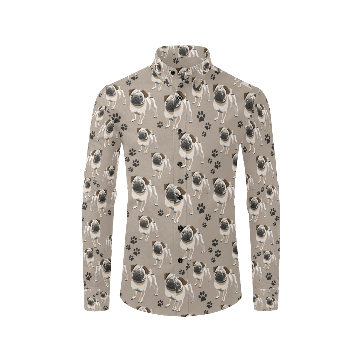 Pug Pattern Print Design A04 Men's Long Sleeve Shirt