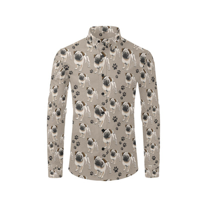 Pug Pattern Print Design A04 Men's Long Sleeve Shirt