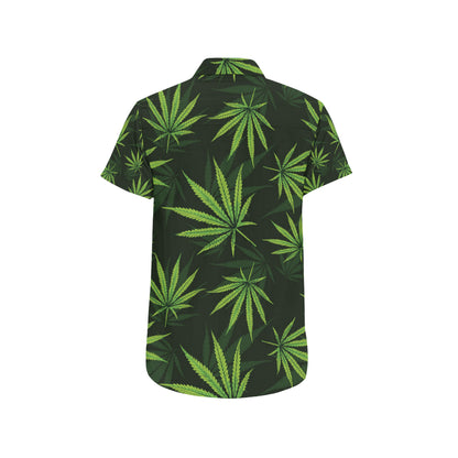 Pot Leaf Pattern Print Design A03 Men's Short Sleeve Button Up Shirt