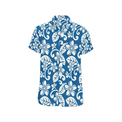 Plumeria Pattern Print Design PM013 Men's Short Sleeve Button Up Shirt