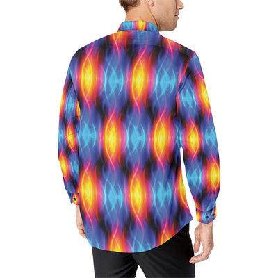 Flame Fire Blue Design Print Men's Long Sleeve Shirt