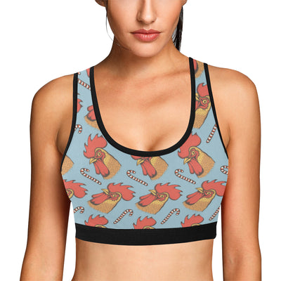 Rooster Pattern Print Design A05 Sports Bra