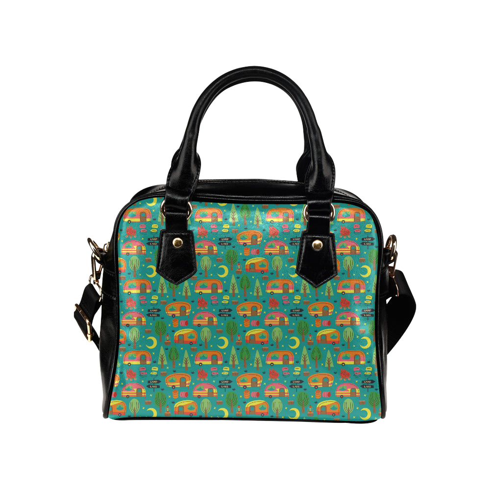 Camping Camper Pattern Print Design 05 Shoulder Handbag