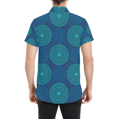 Medallion Pattern Print Design 04 Men's Short Sleeve Button Up Shirt