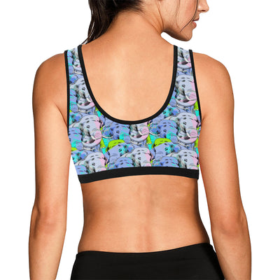 Elephant Art color Print Pattern Sports Bra