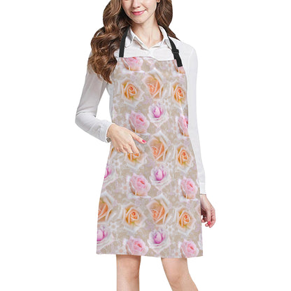 Rose Pattern Print Design RO011 Apron with Pocket