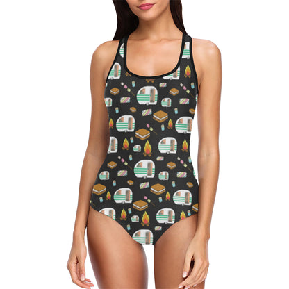 Camper marshmallow Camping Design Print Women Swimsuit
