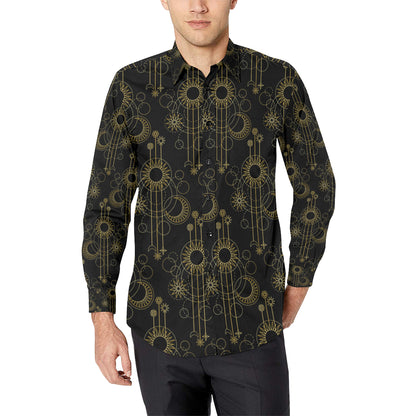 Moon Boho Style Pattern Print Design 01 Men's Long Sleeve Shirt