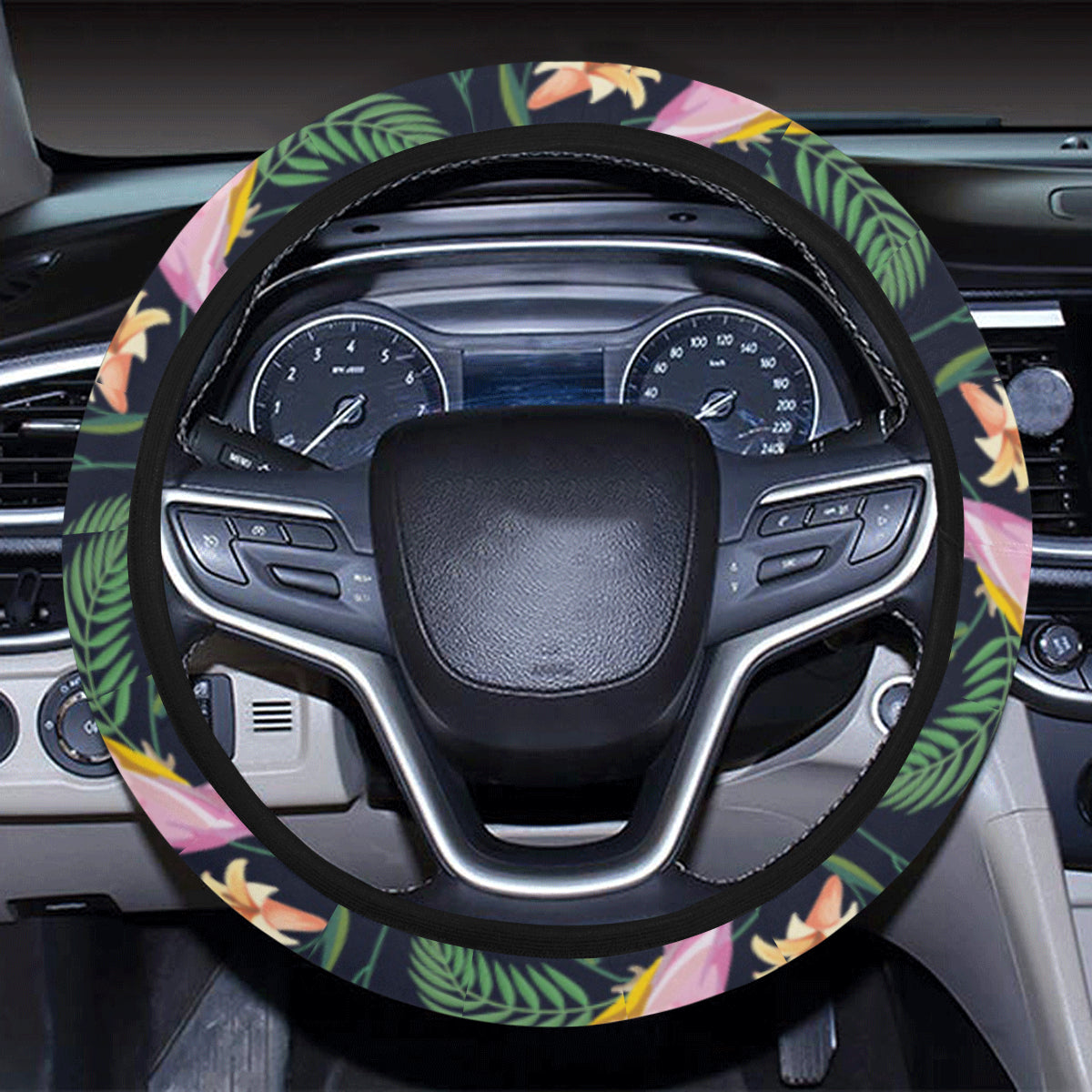 Cockatoo Pattern Print Design 03 Steering Wheel Cover with Elastic Edge
