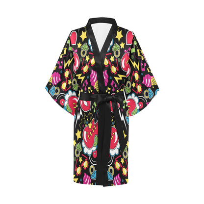 Pop Art Pattern Print Design A04 Women's Short Kimono