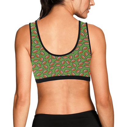 American Football on Green Design Sports Bra