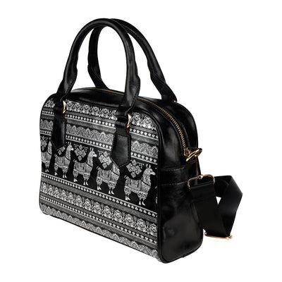 Llama Aztec Style Pattern Print Design 01 Shoulder Handbag