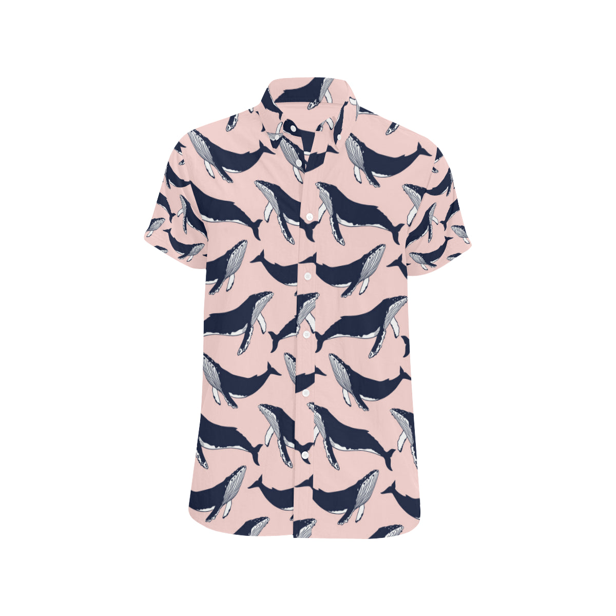 Humpback Whale Pattern Print Design 02 Men's Short Sleeve Button Up Shirt