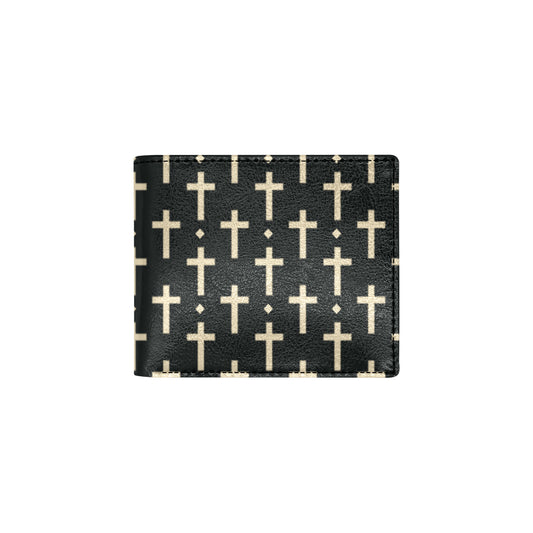Cross Pattern Print Design 03 Men's ID Card Wallet