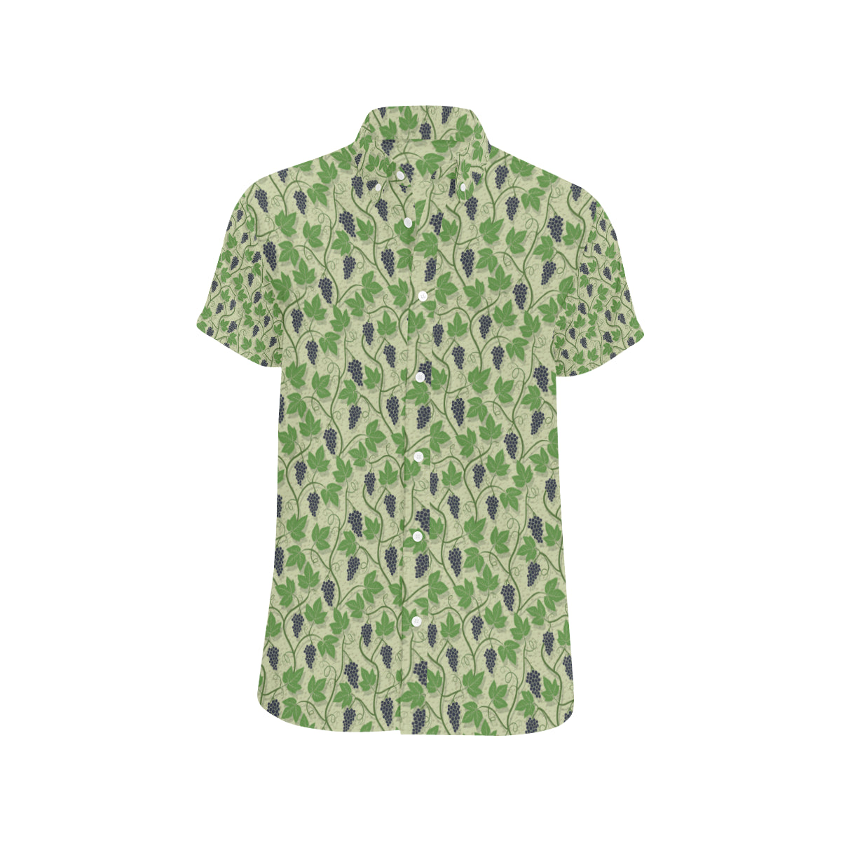 Wine Grape Thmed Print Men's Short Sleeve Button Up Shirt