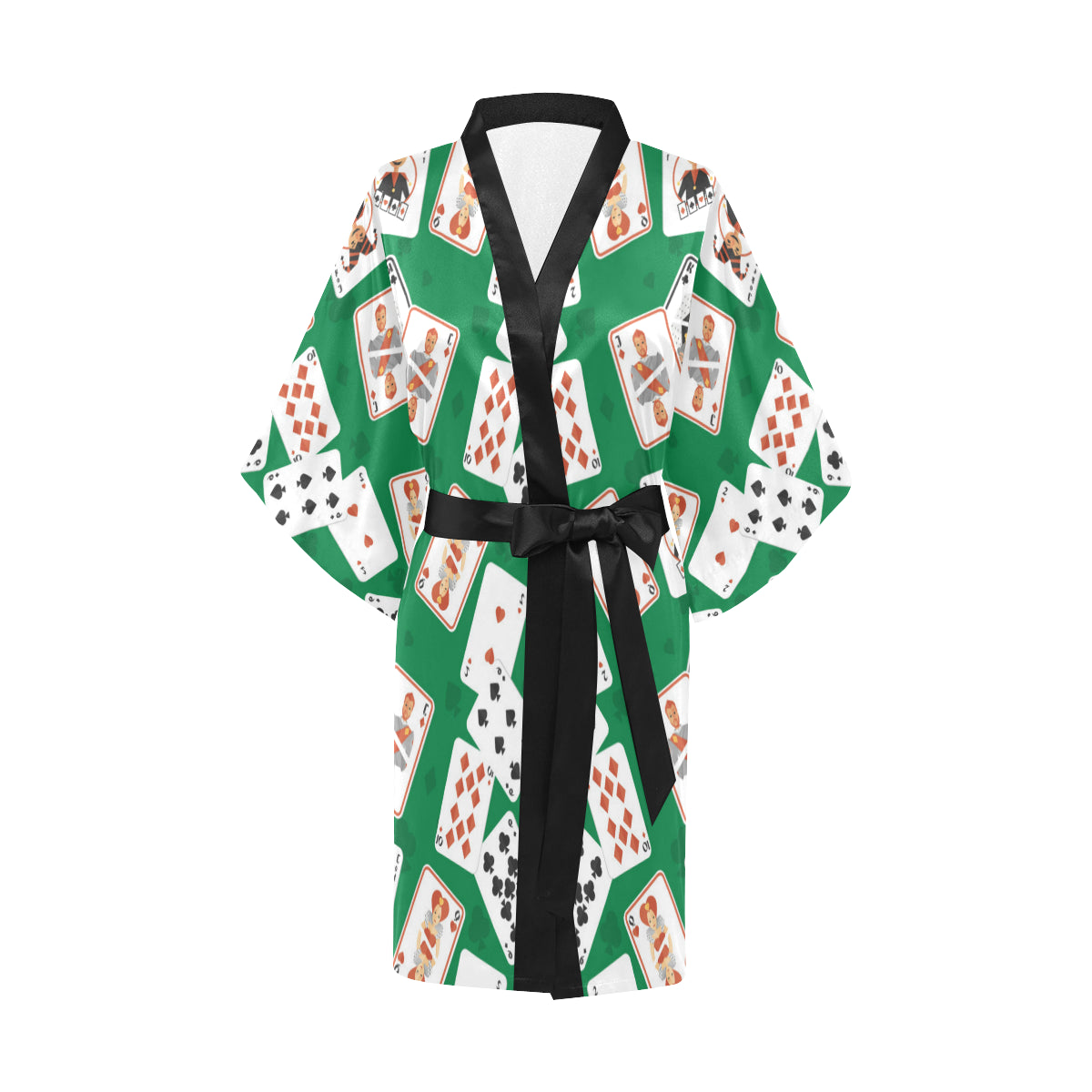 Poker Cards Pattern Print Design A03 Women's Short Kimono