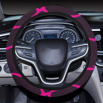 Giraffe Pink Background Texture Print Steering Wheel Cover with Elastic Edge
