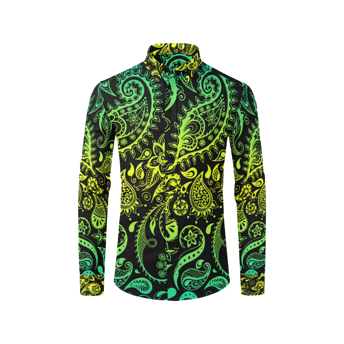 Paisley Green Design Print Men's Long Sleeve Shirt