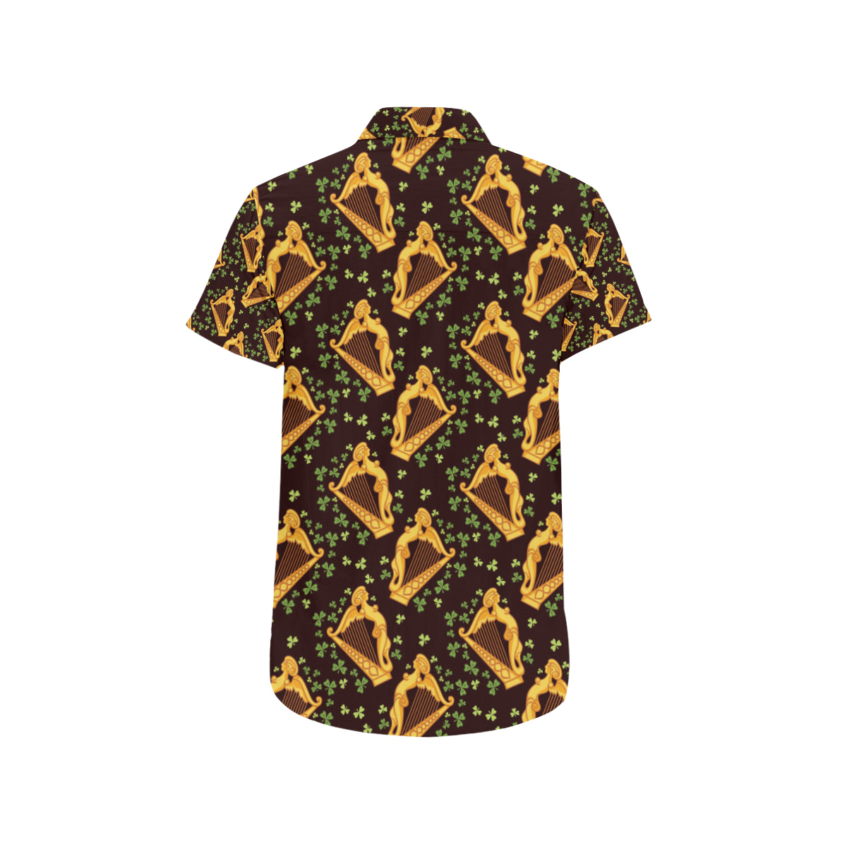 Harp Pattern Print Design 02 Men's Short Sleeve Button Up Shirt