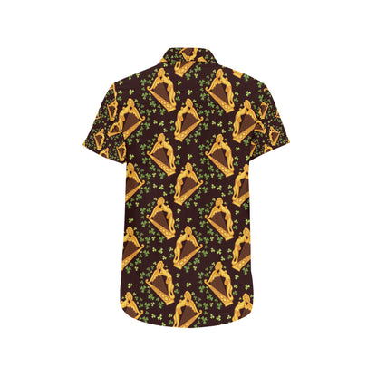 Harp Pattern Print Design 02 Men's Short Sleeve Button Up Shirt