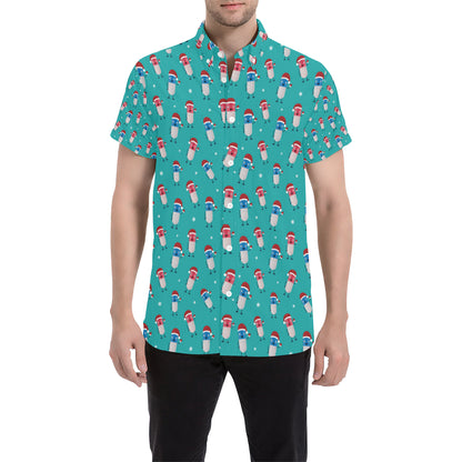 Pill Pattern Print Design A03 Men's Short Sleeve Button Up Shirt