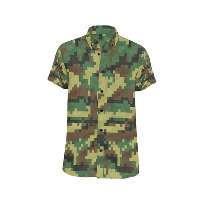 ACU Army Digital Pattern Print Design 02 Men's Short Sleeve Button Up Shirt