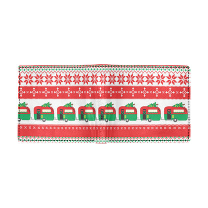 Camper Camping Ugly Christmas Design Print Men's ID Card Wallet