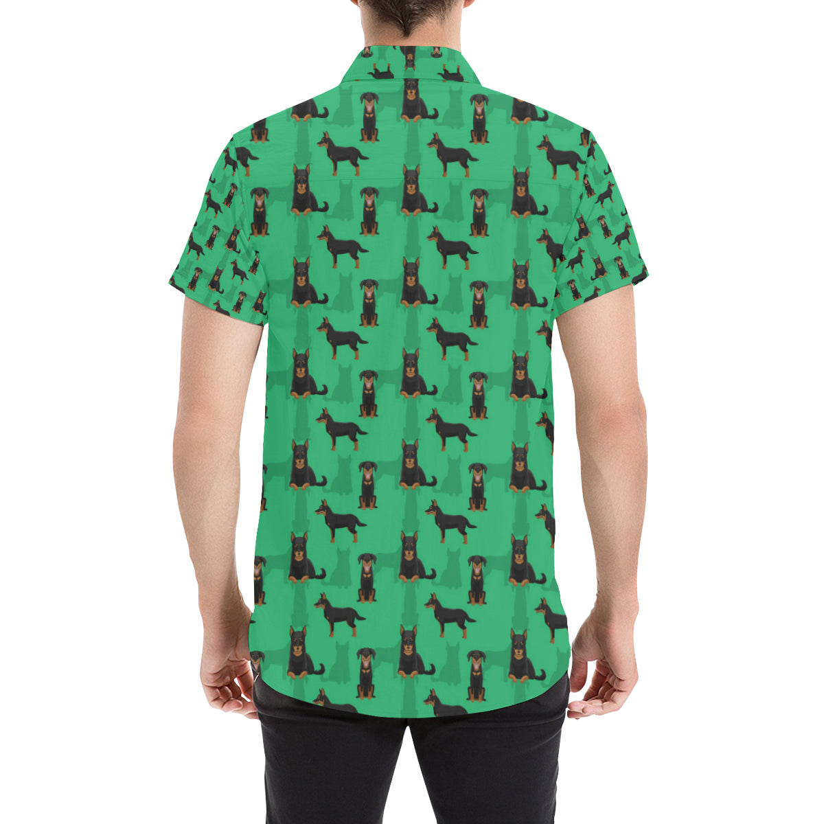 Beauceron Pattern Print Design 01 Men's Short Sleeve Button Up Shirt