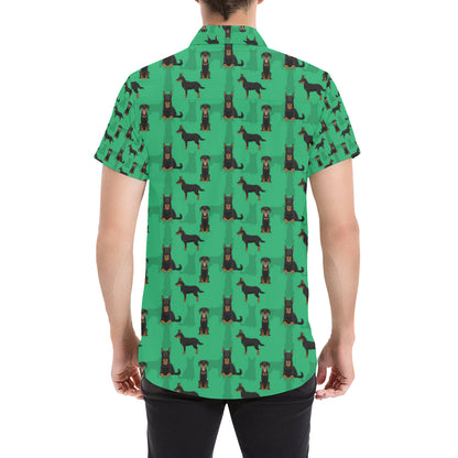 Beauceron Pattern Print Design 01 Men's Short Sleeve Button Up Shirt