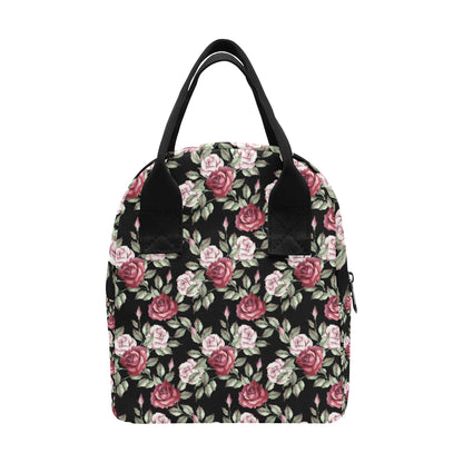 Rose Red Pink Pattern Print Design RO03 Insulated Lunch Bag