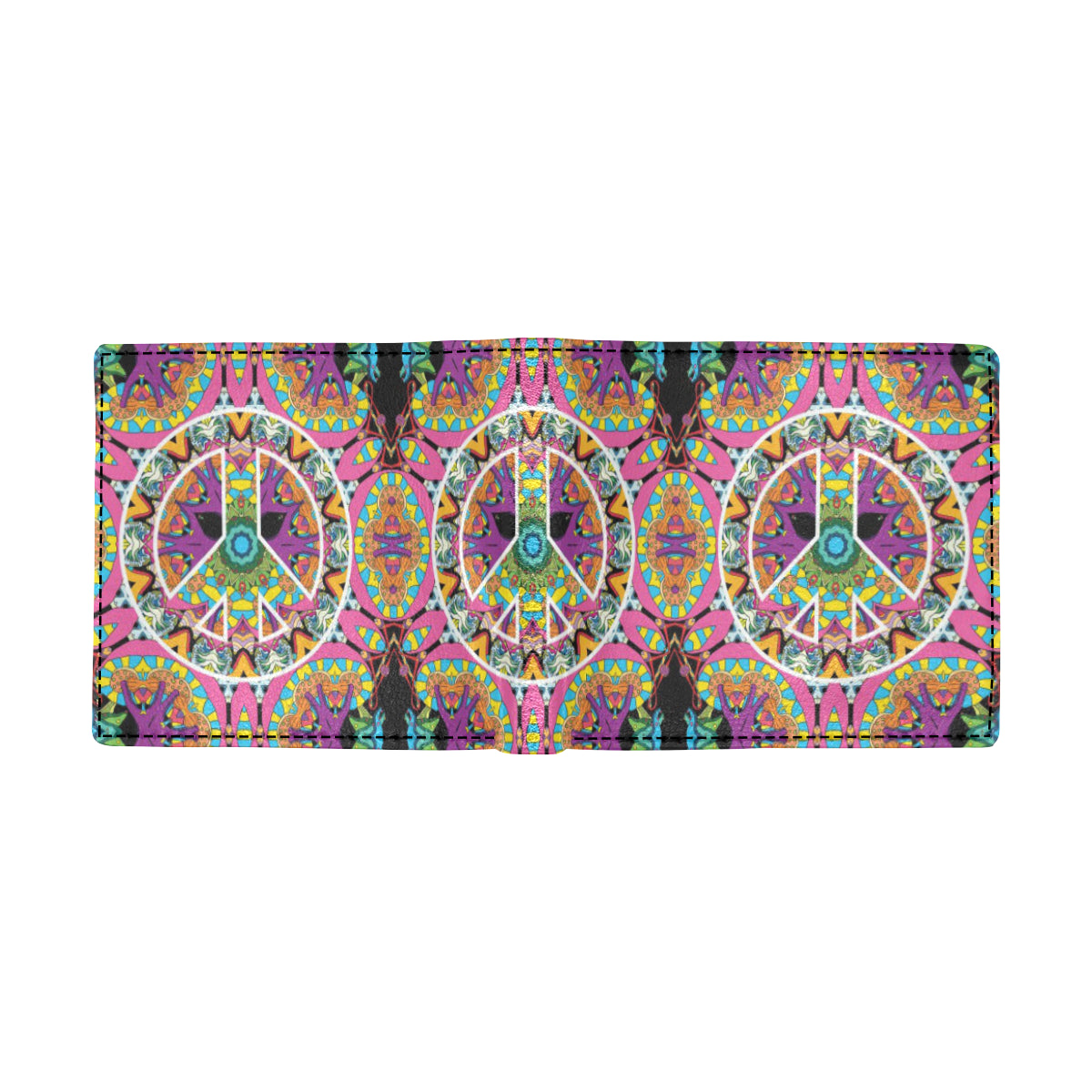 Peace Sign Pattern Print Design A03 Men's ID Card Wallet