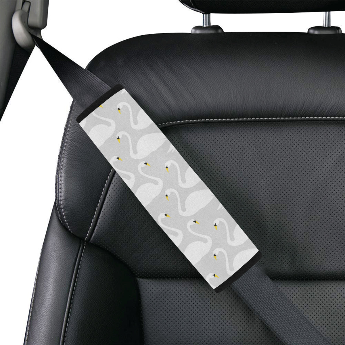 Swan Pattern Print Design 02 Car Seat Belt Cover